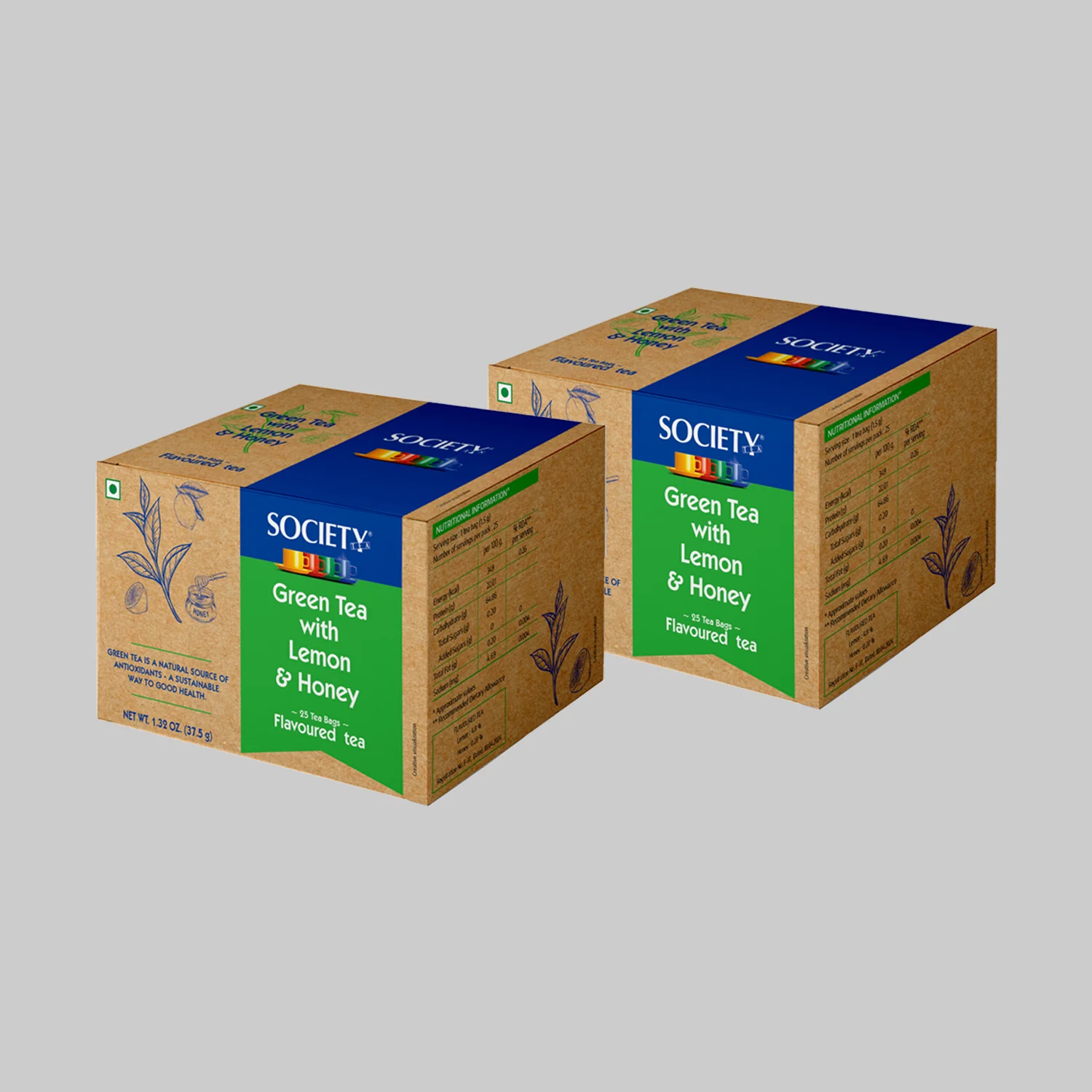 Society Green Tea with Lemon and Honey Flavoured Tea - ( 37.5g) - Image 4